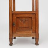 Art Deco nightstand in oak with pink marble top, France ca. 1930