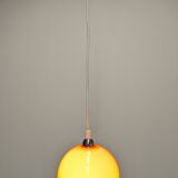 Orange opaline ball pendant light, 1960s-70s