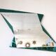 Emerald green geometric mirror – Italy, 1970s/1980s