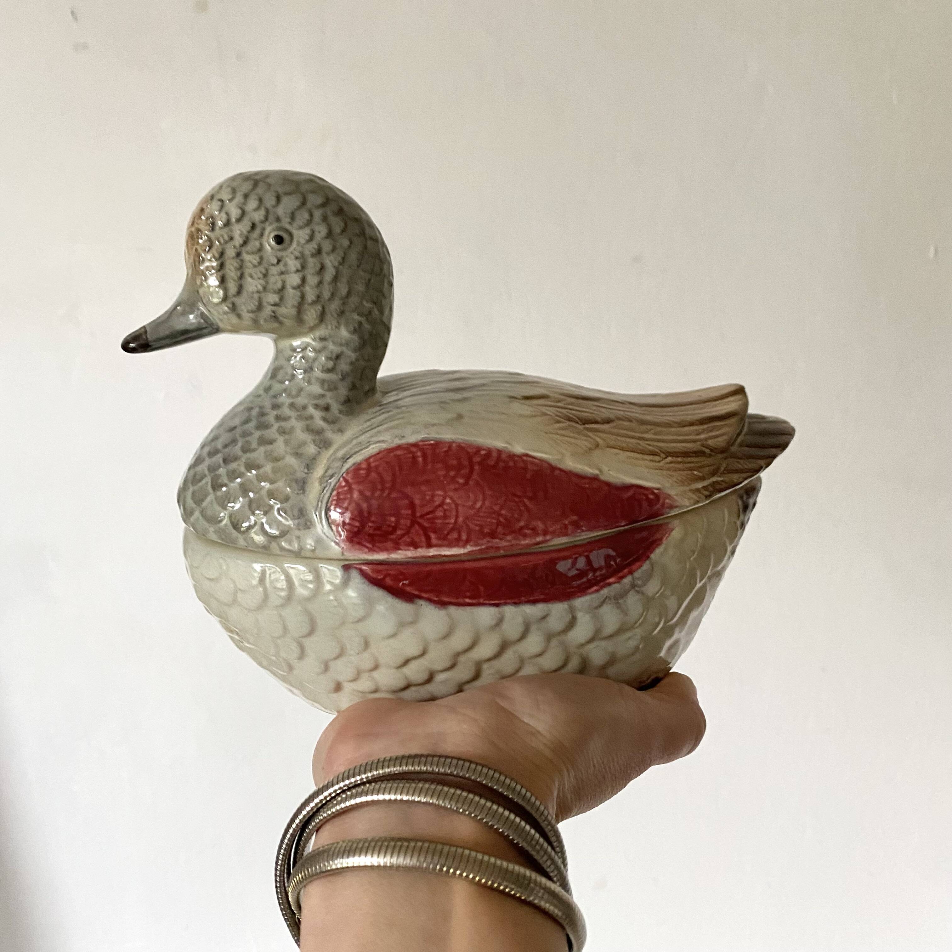 Canard en céramique barbotine