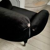 Fauteuil en velours noir Napoléon III