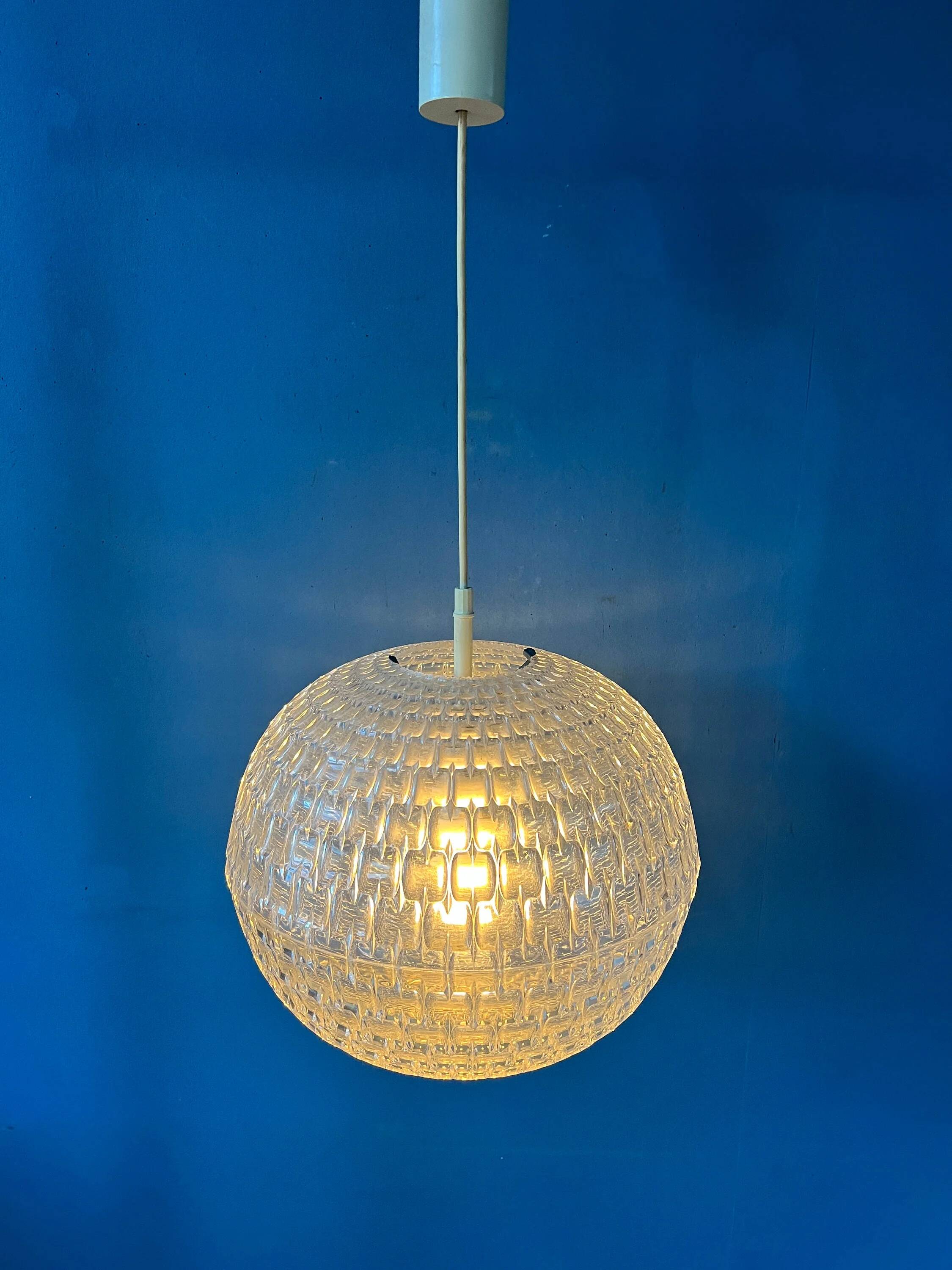 Mid-century crystal ball pendant in acrylic glass