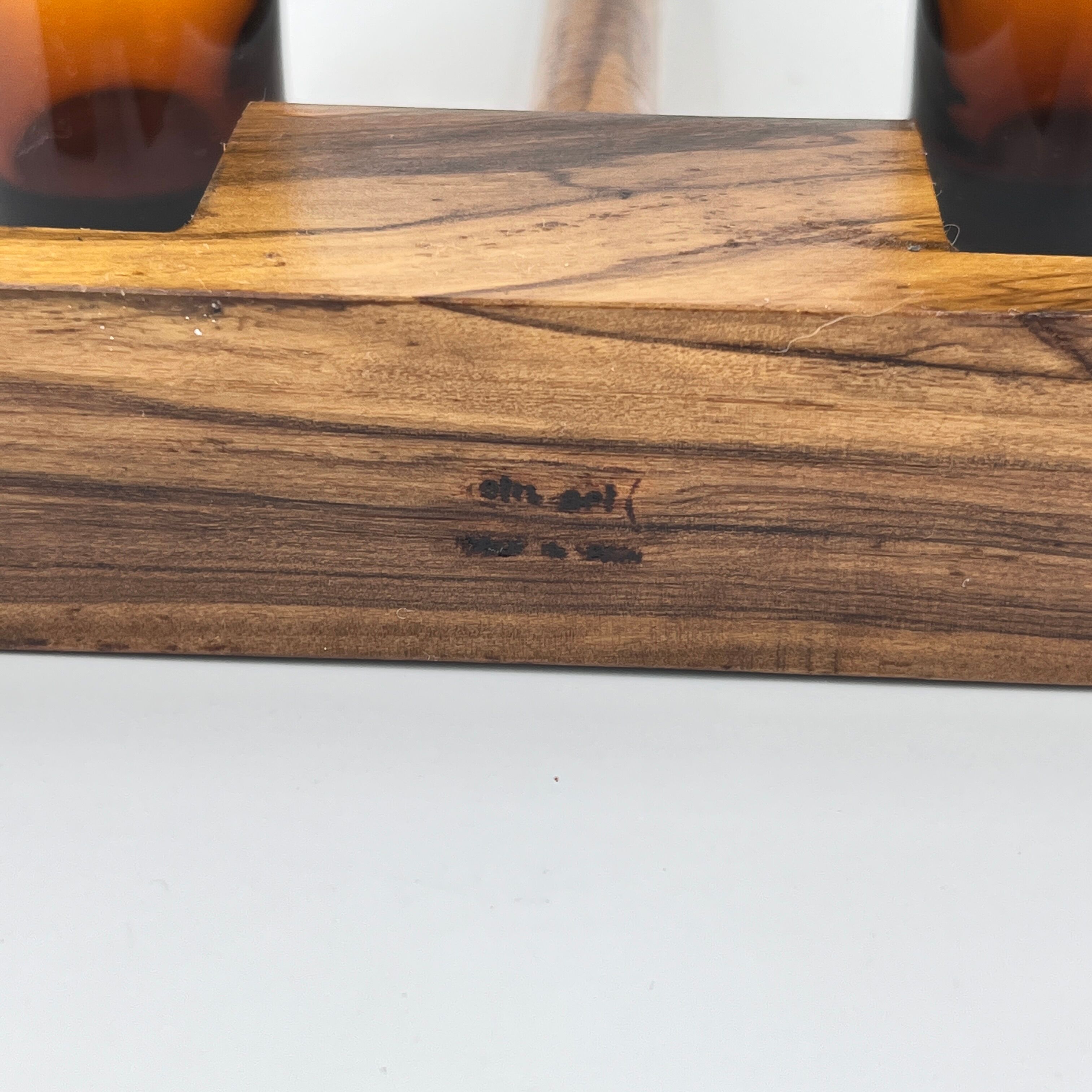 Oil & vinegar set in olive wood