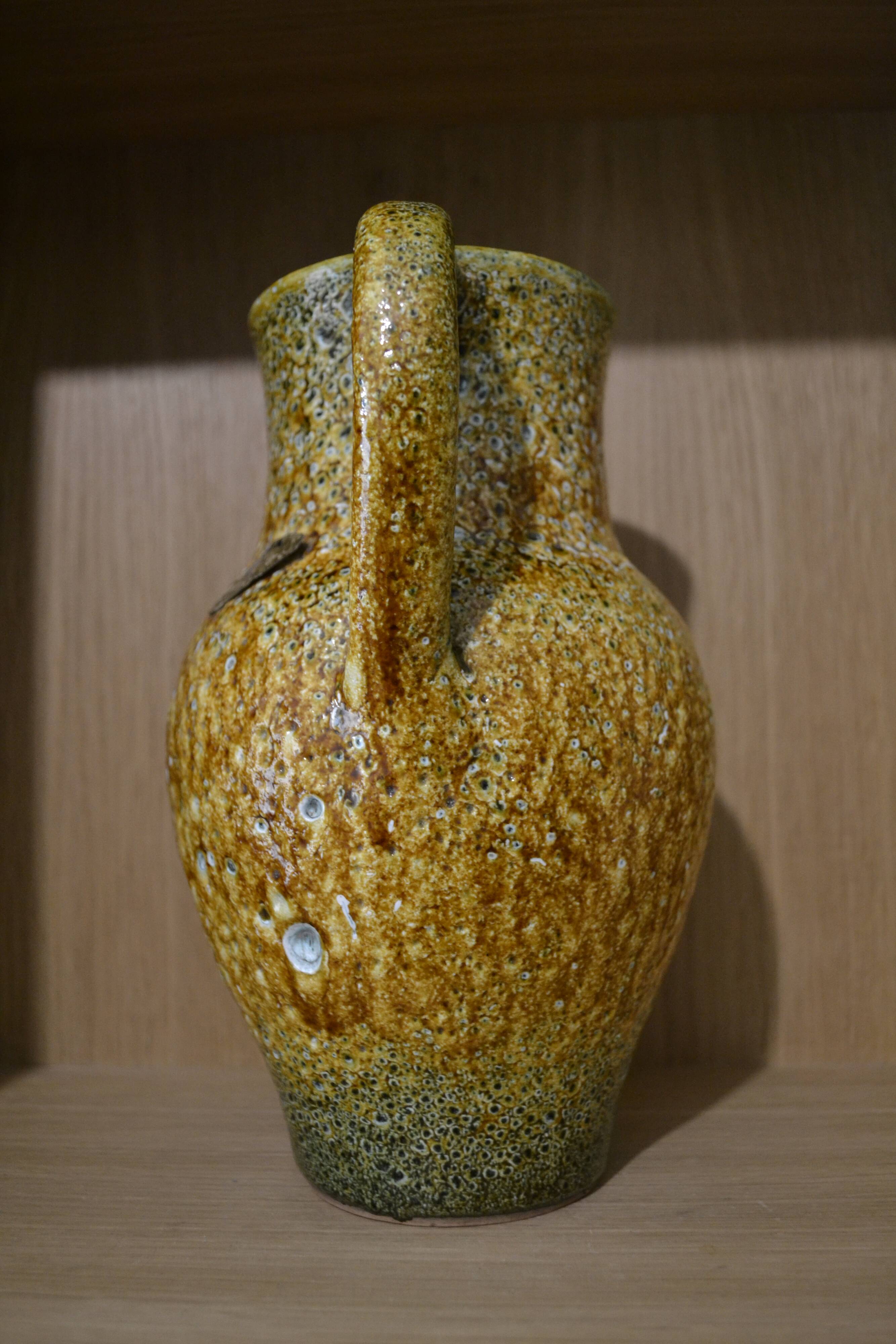 Handmade honey enamel pitcher