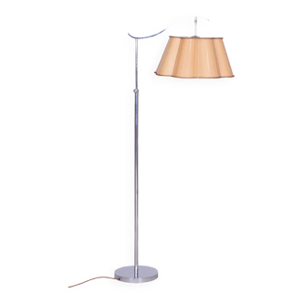 20th Century Czech Bauhaus Chrome Floor Lamp with Parchment Shade, 1920s