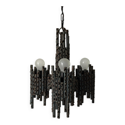 Suspension à trois bras en fer forgé, design brutal, années 1960, Italie