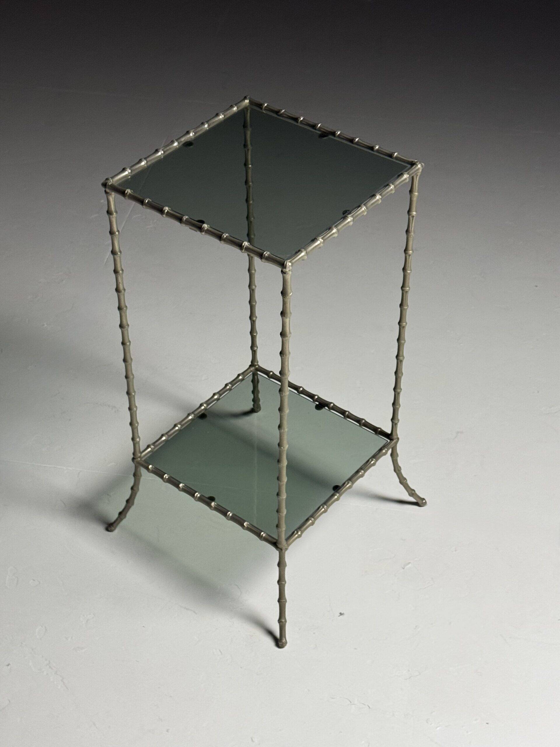 Faux bamboo side table metal
