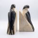 Bookends BIRDS Art Deco Alabaster Marble Vintage Italian Sculpture