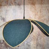 Suspension lamp flower, petals linen blue oil