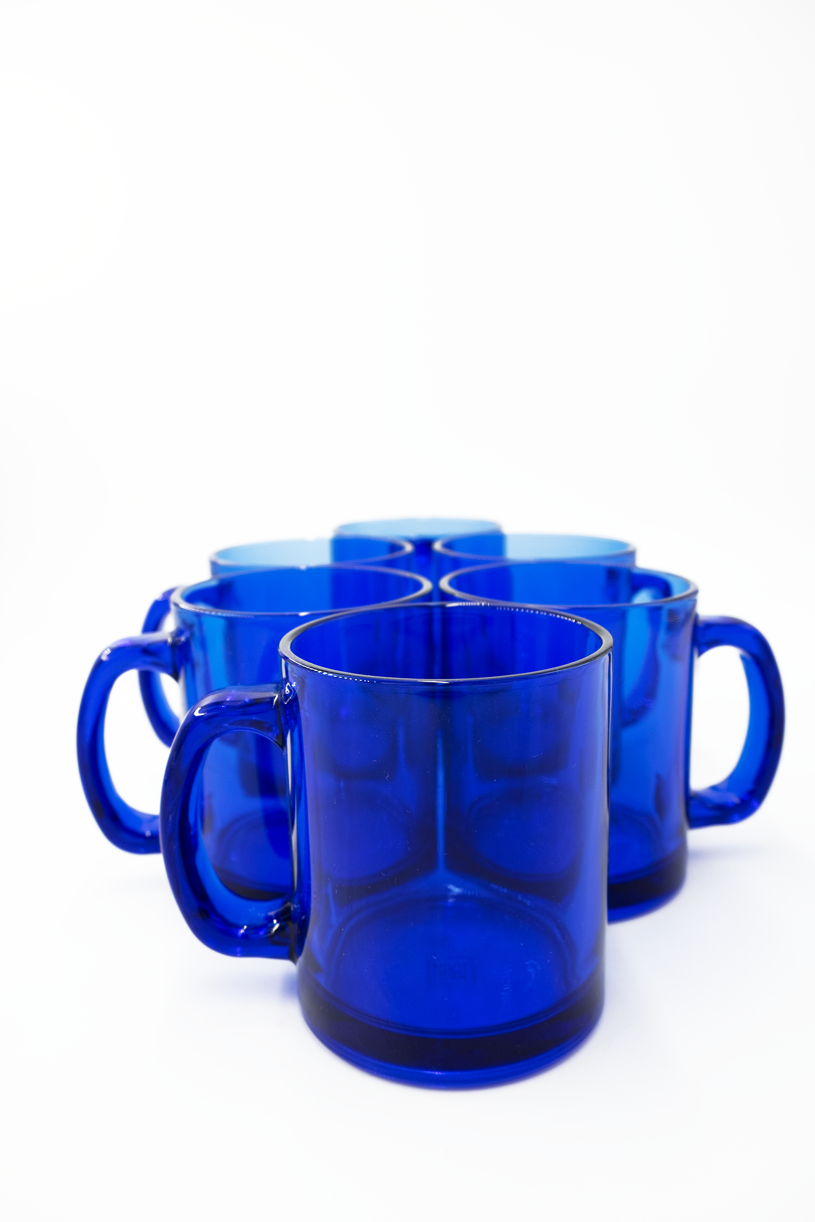 Set of 6 vintage cobalt blue glass coffee cups/mugs
