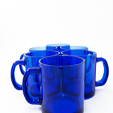 Set of 6 vintage cobalt blue glass coffee cups/mugs