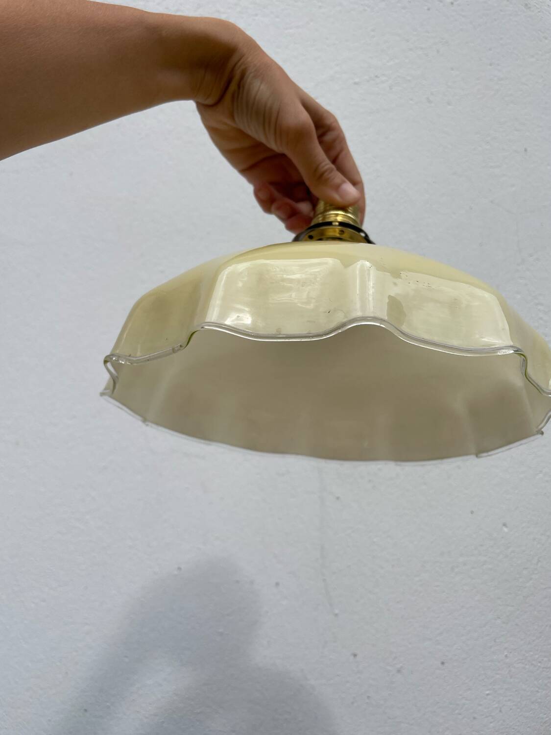 White and beige glass pendant light