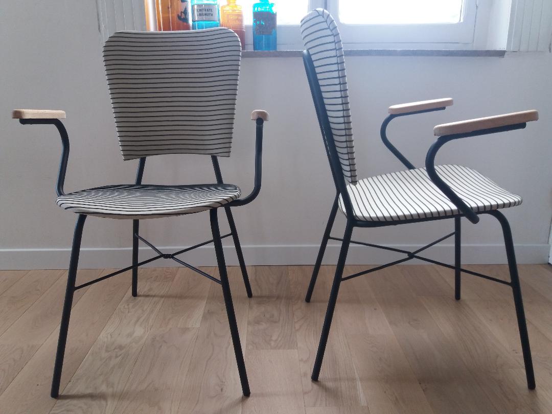 Pair of striped armchairs