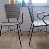 Paire de fauteuils rayés