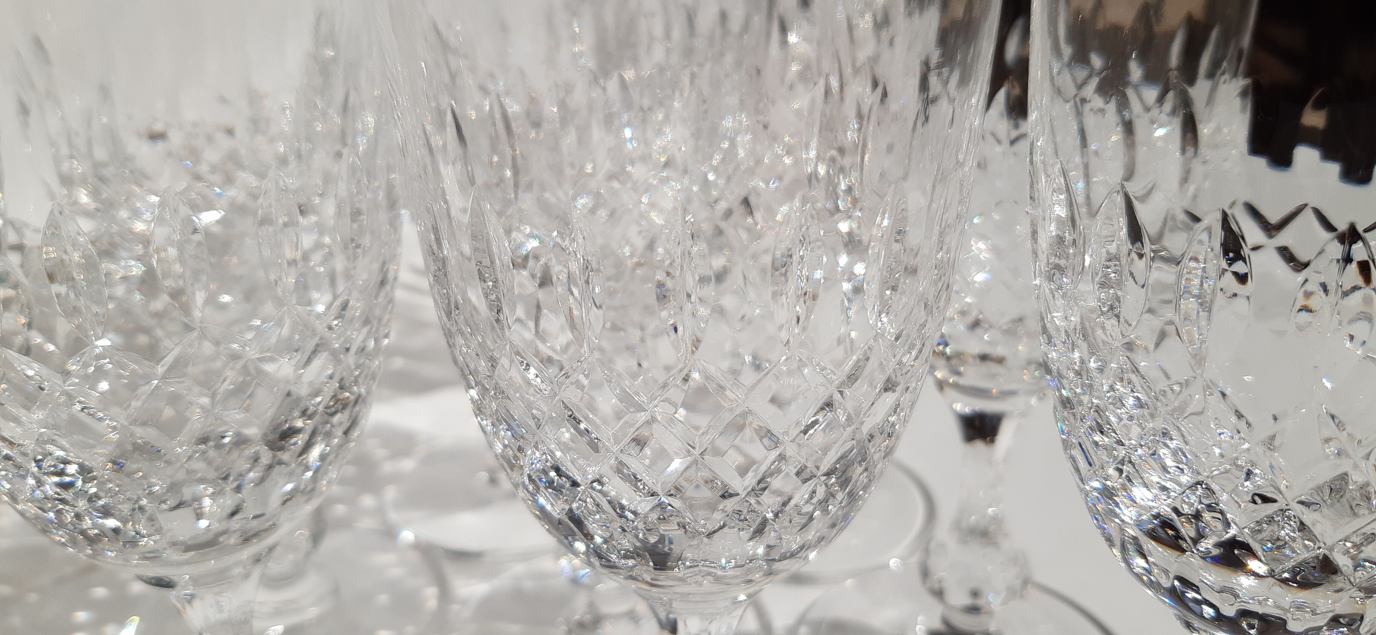 12 water glasses on crystal stand saint louis messina collection model of 1973. stamped.