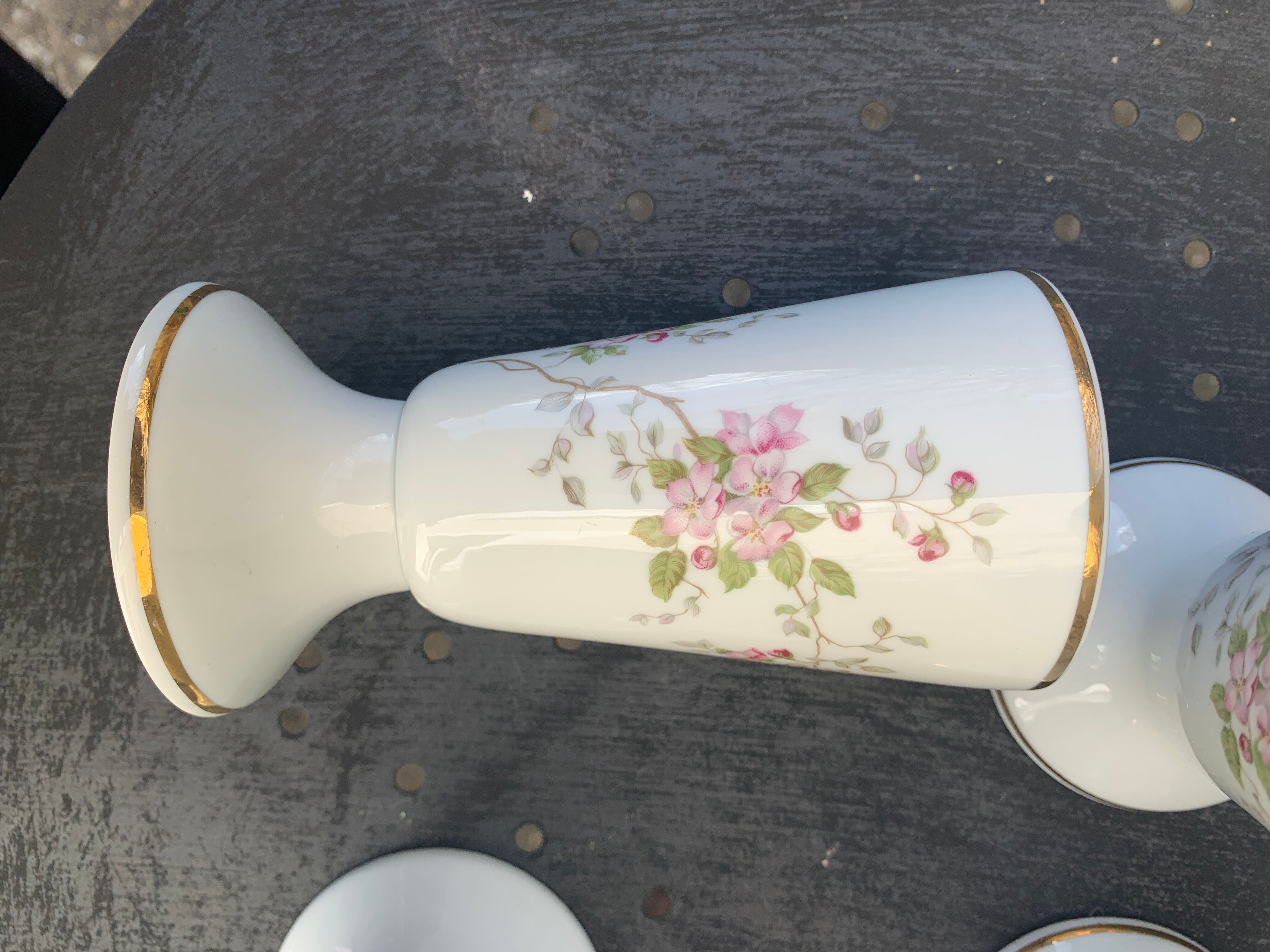 5 mazagrans porcelain vintage rosehip pattern