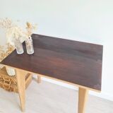 Table en bois ancienne pieds compas - double teinte