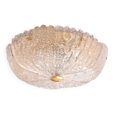 Plafonnier en cristal et laiton Carl Fagerlund, Lyfa, années 1960