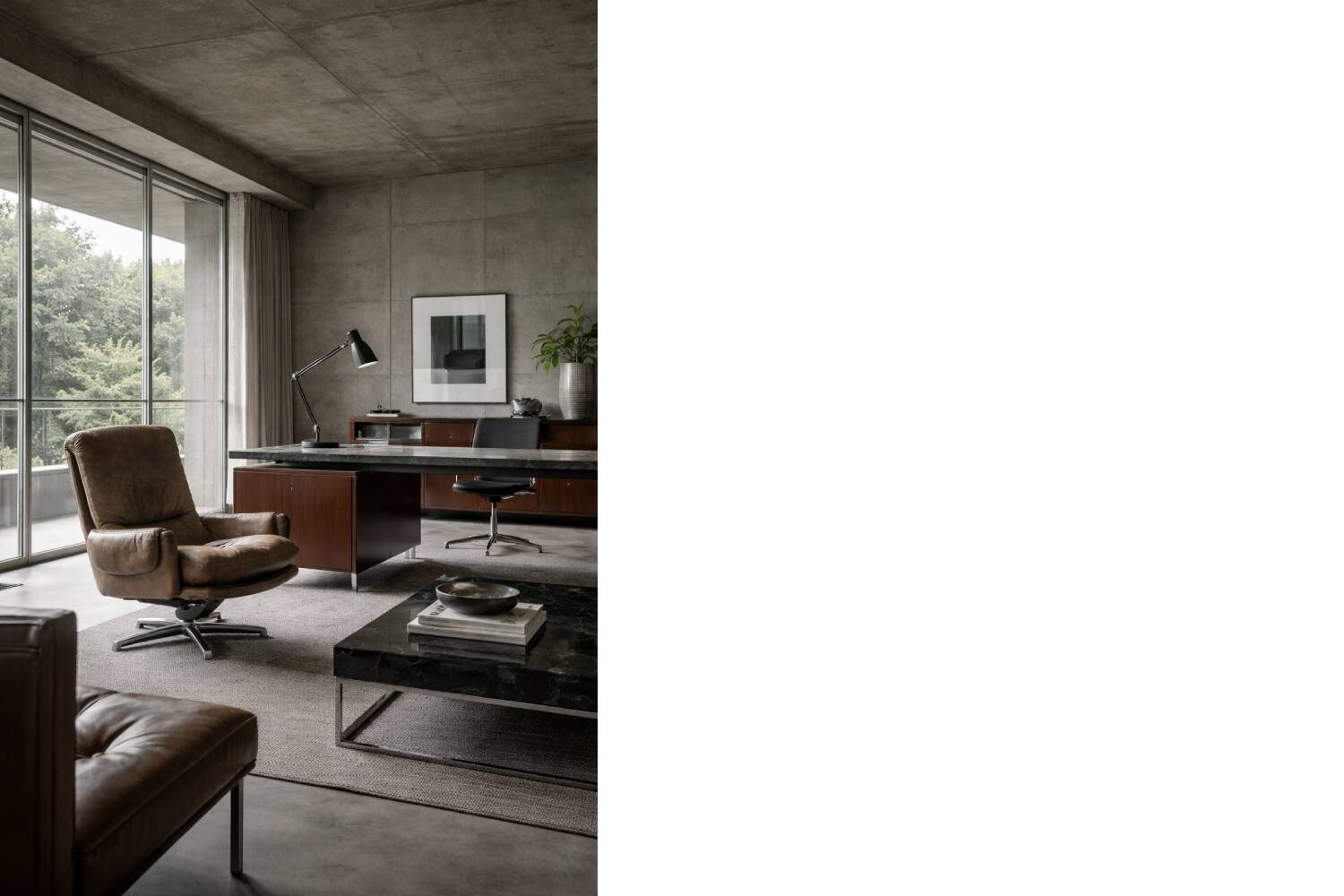 Vintage Mid-Century German Modern Leather Lounge Swivel Chair, 1960s