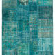 Hand-Knotted Oriental Overdyed 171 cm x 240 cm Turquoise Patchwork Rug