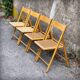 Set of 4 folding chairs in beech and caning by Habitat, 1980s.