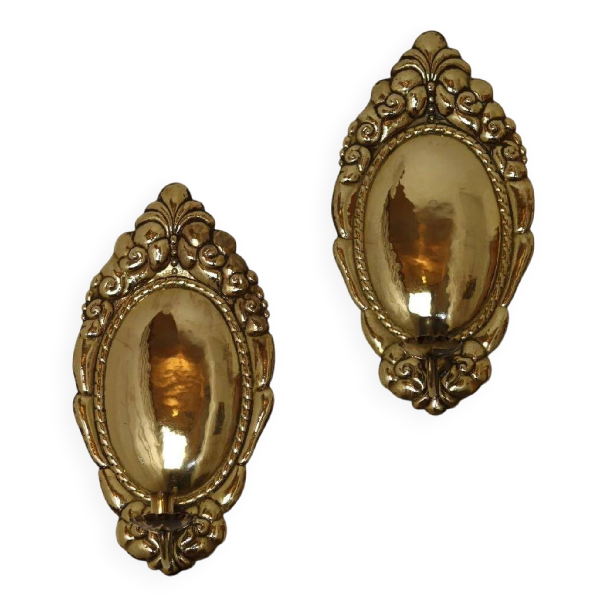 Paire d'appliques suédoises en laiton du milieu du siècle