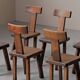 Suite de 6 chaises brutalistes en châtaignier, France, vers 1970