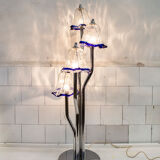 Murano glass and chromed metal floor lamp, Anni '70