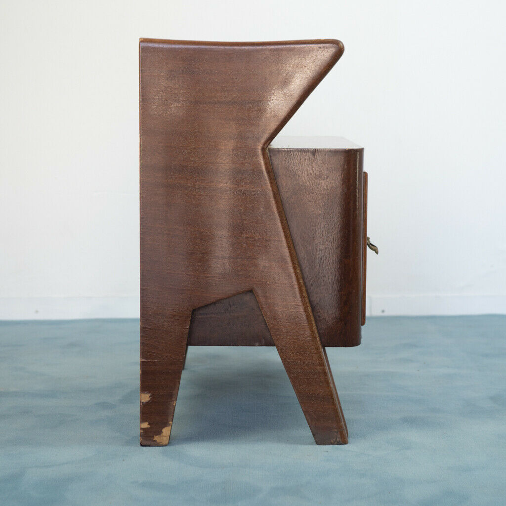 Set of 2 bedside tables style dassi in wood glass design 50s vintage modern