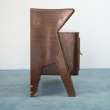 Set of 2 bedside tables style dassi in wood glass design 50s vintage modern