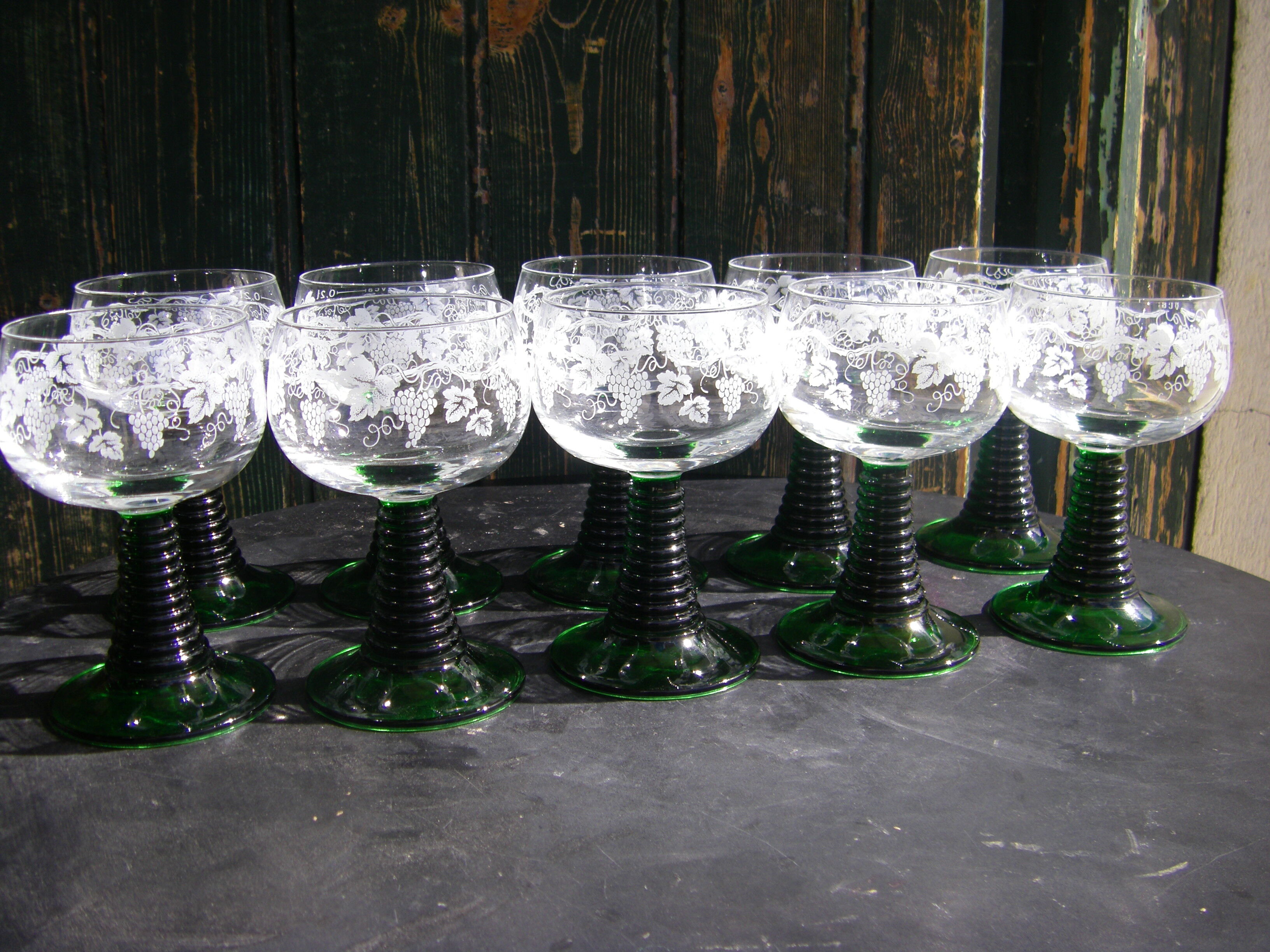 Ten white wine glasses from Alsace "Roemer"