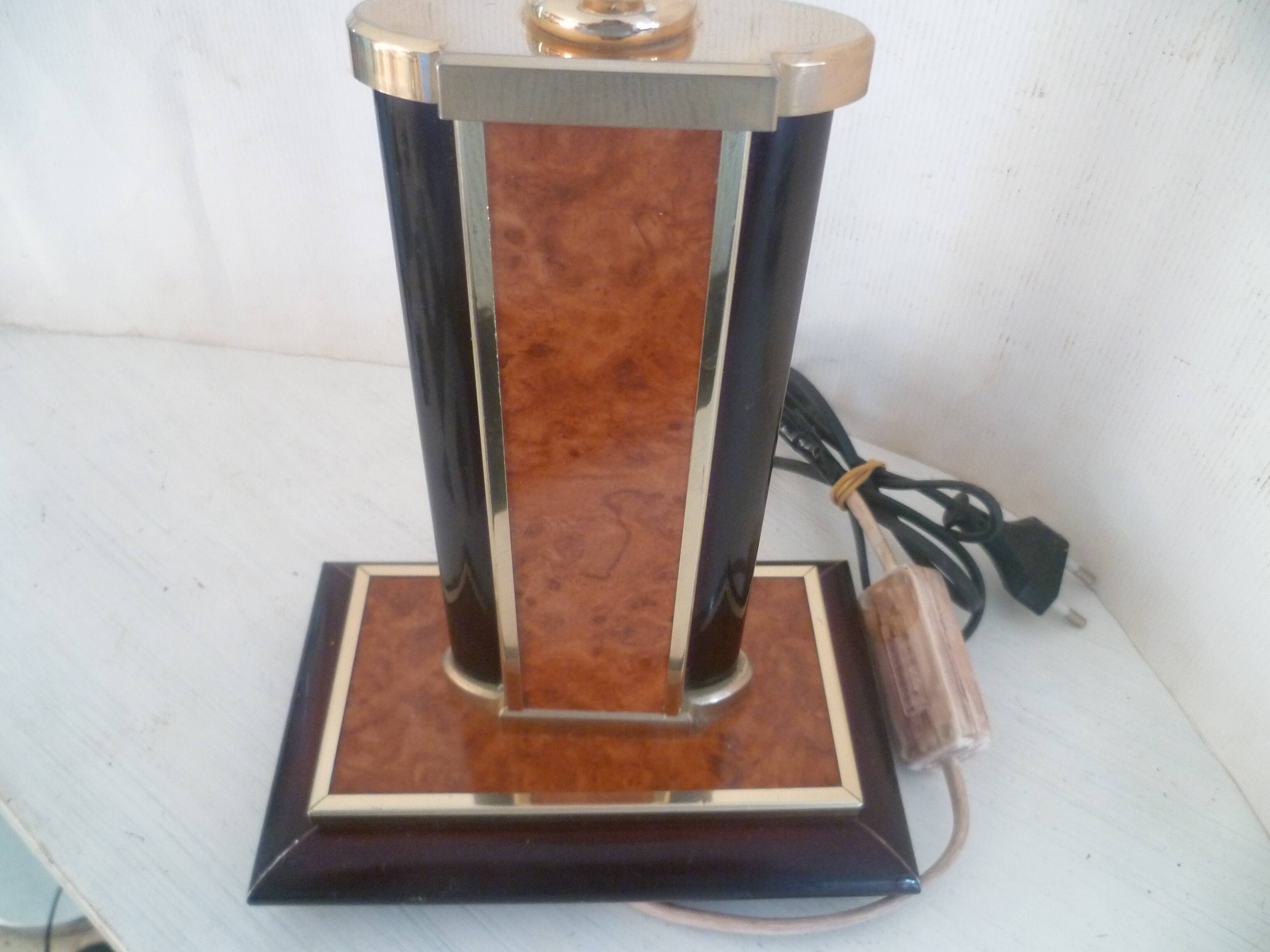 Vintage table/desk lamp base design aldo tura? 80's amboyna burl