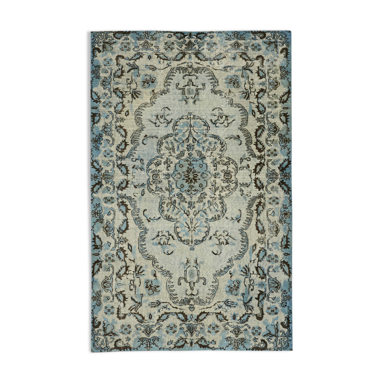 Hand-knotted carved oriental 1970s 172 cm x 270 cm blue carpet