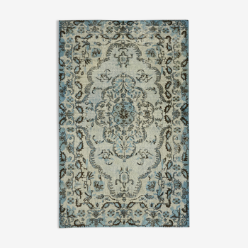Hand-knotted carved oriental 1970s 172 cm x 270 cm blue carpet