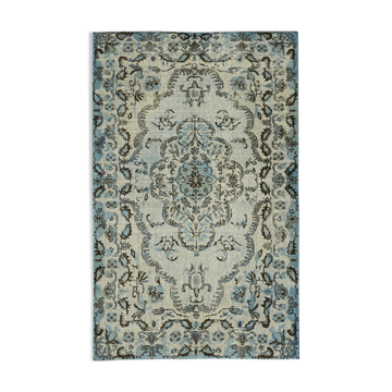 Hand-knotted carved oriental 1970s 172 cm x 270 cm blue carpet