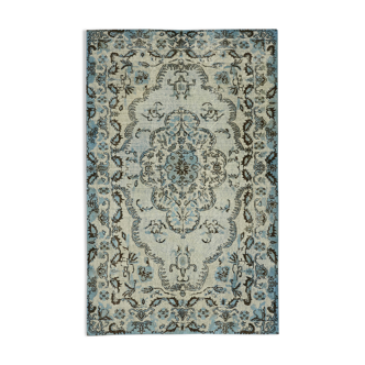 Hand-knotted carved oriental 1970s 172 cm x 270 cm blue carpet