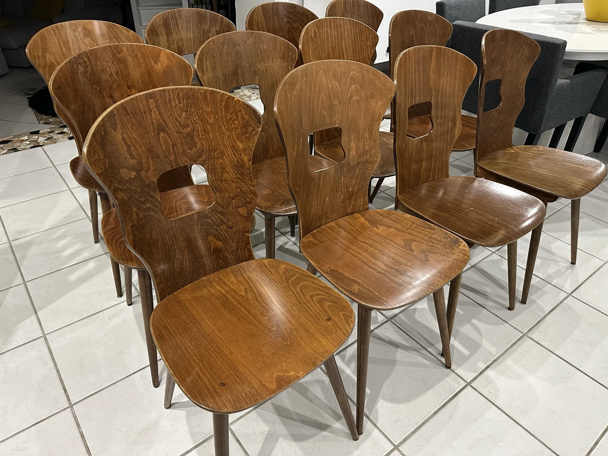 Set of 12 Baumann bistro chairs model Gentiane vintage 1970