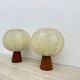 Pair of Goldkant Leuchten cocoon with teak base table lamps, 1970s
