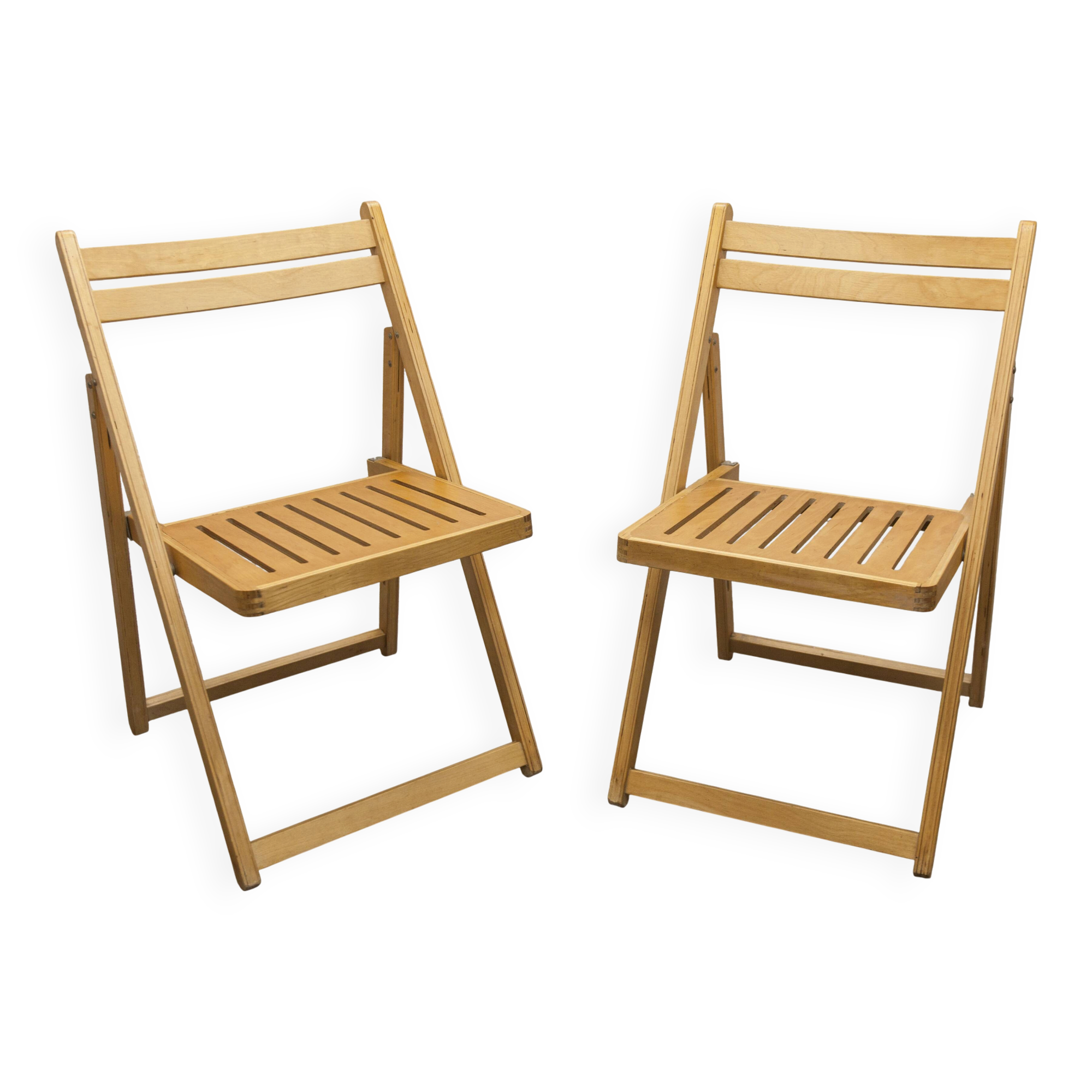 Paire de chaises pliantes Ikea 1970 couleur miel
