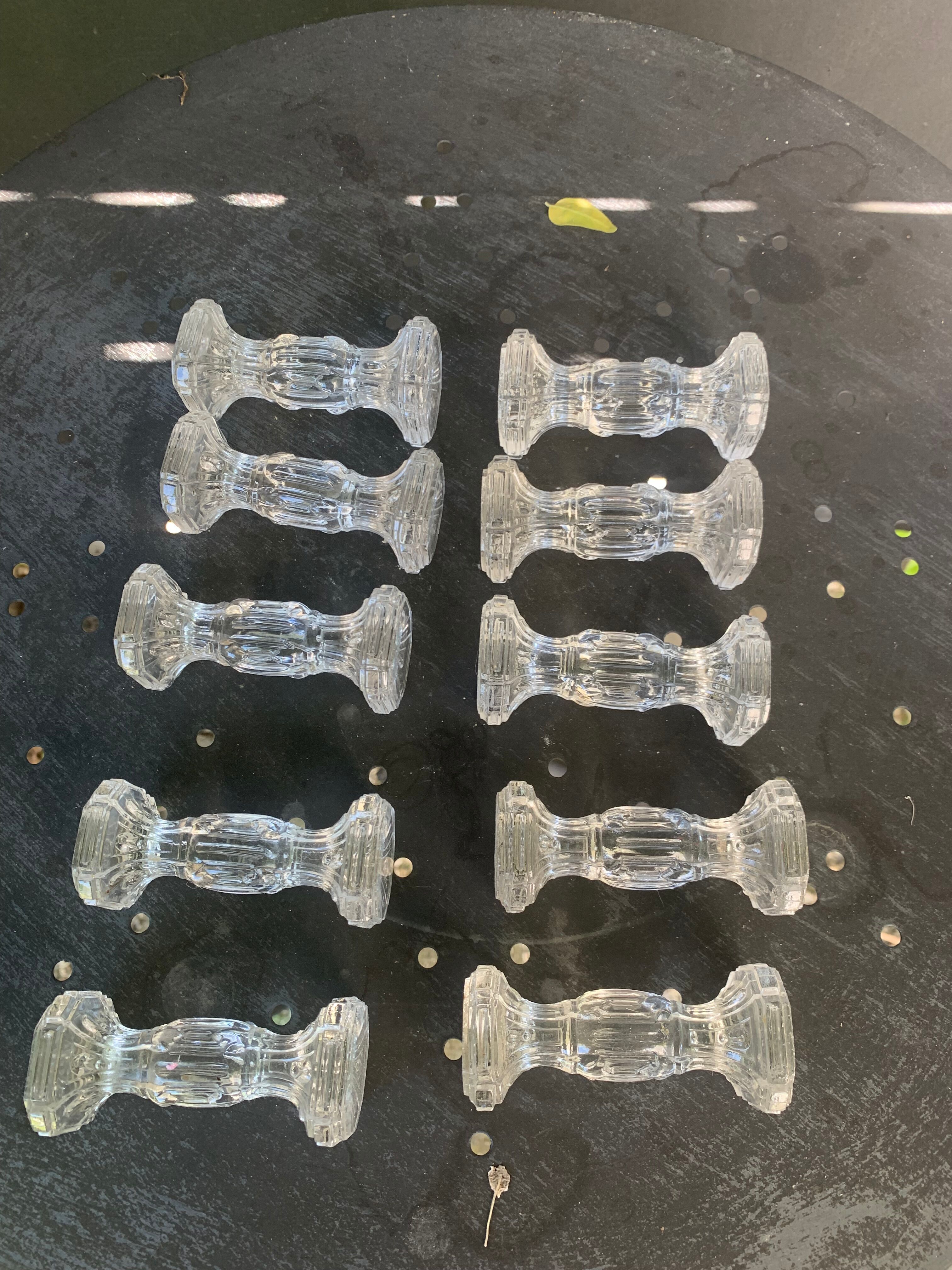 10 antique transparent molded glass knife doors