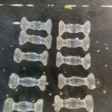 10 antique transparent molded glass knife doors