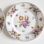 Paire d'assiettes fleuries porcelaine allemande