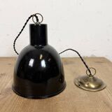 Small Industrial Black Enamel Ceiling Lamp, 1950s