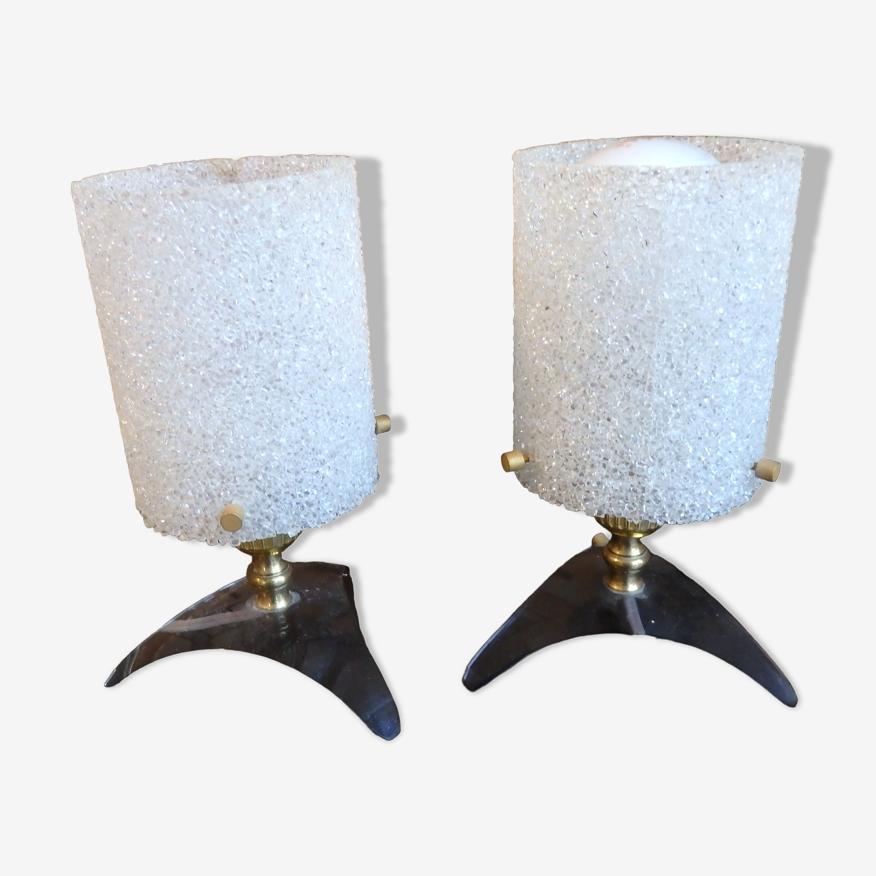 Paire de lampes chevet vintage perspex plexiglas | Selency
