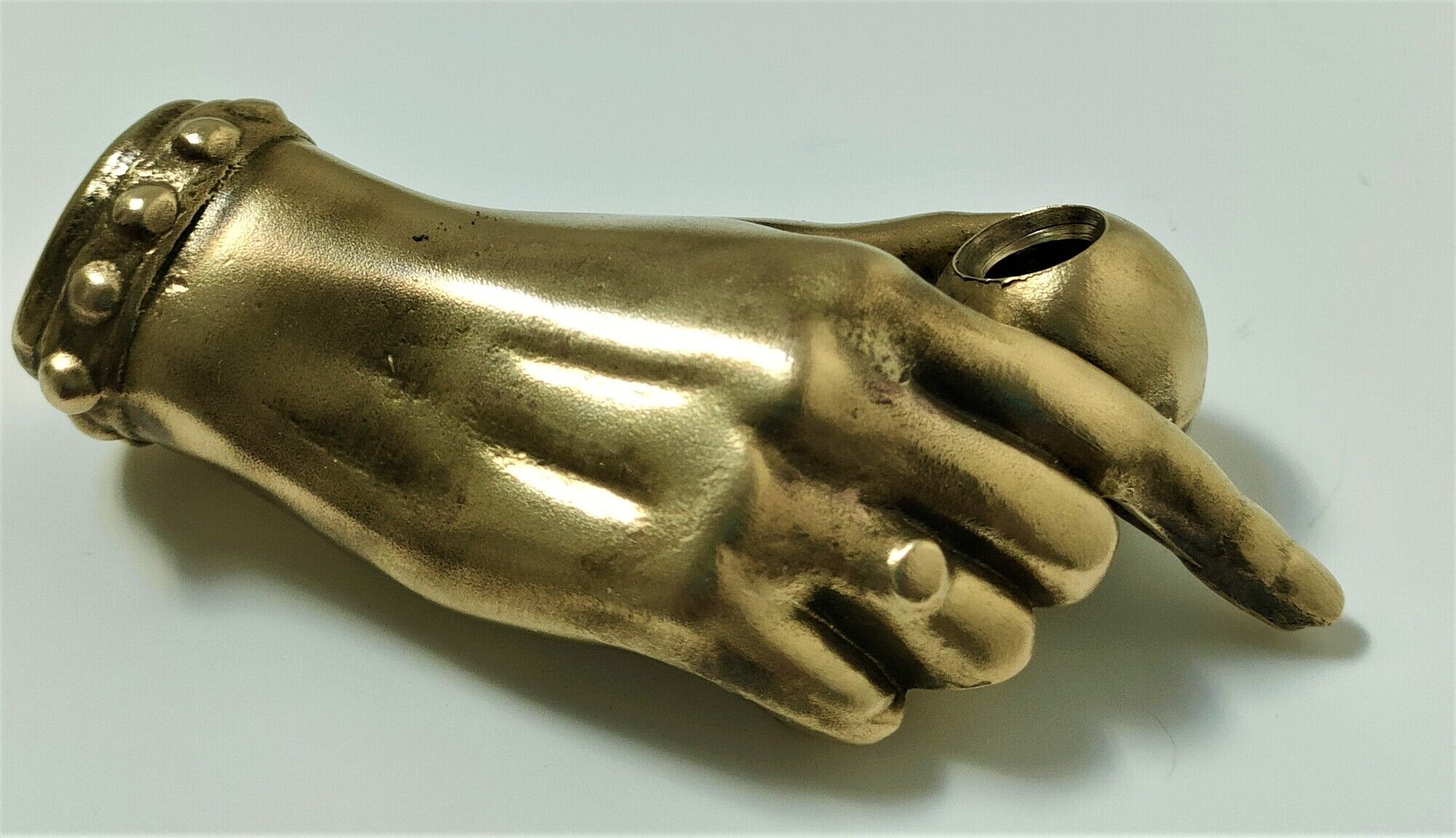 hand bronze art paperweight pen holder early XXth