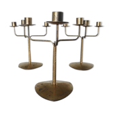 Série de 3 bougeoirs en métal doré années 70