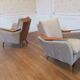 canapé daybed années 50 velour vert d'eau