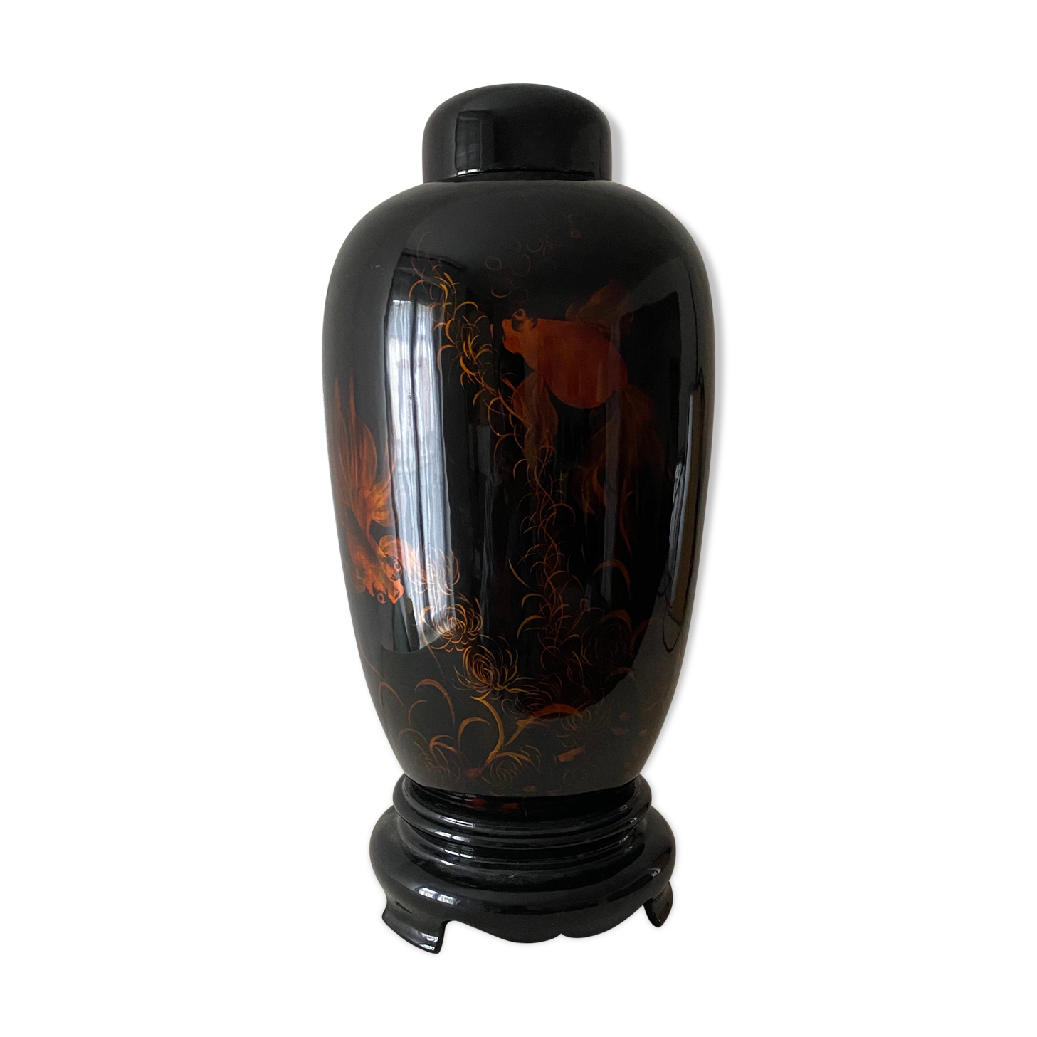 Vase chinois bois laqué
