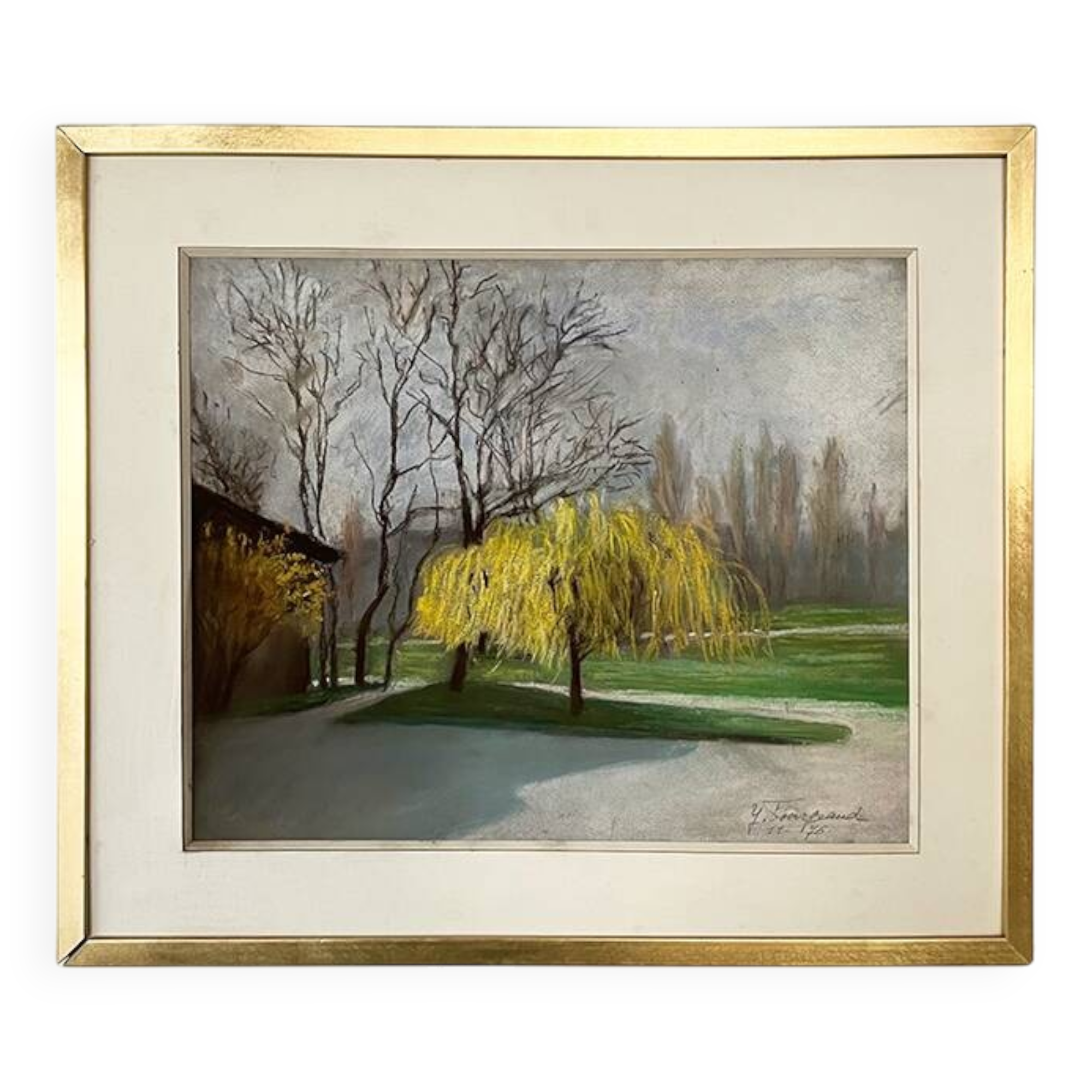 Painting "Old tree", Yvonne Fourgeaud, 1976, Pastel