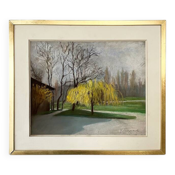 Painting "Old tree", Yvonne Fourgeaud, 1976, Pastel
